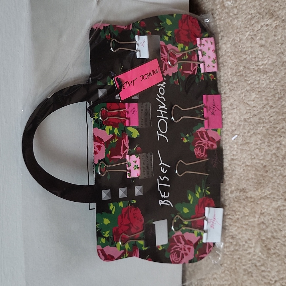 Betsey Johnson Floral Binder Clips, New In Packaging